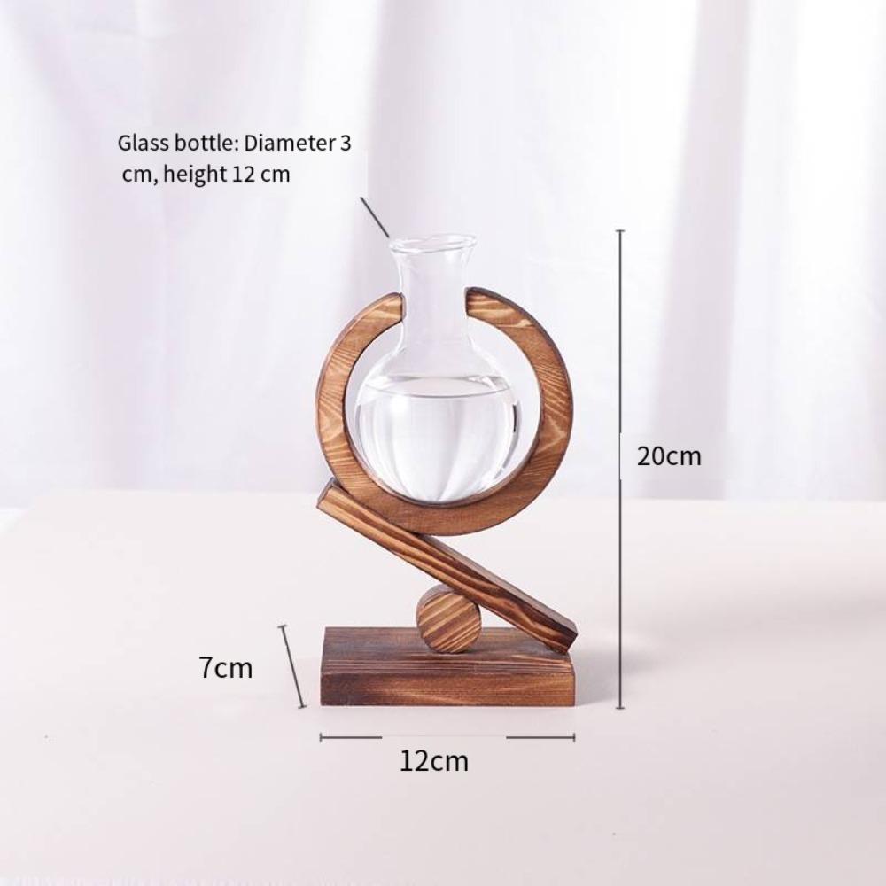 Creative Hydroponic Plants Transparent Glass Wooden Frame Vase Green Ivy Plant Simple Desktop Modern Decoration Ornament