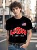 USA Basketball Graphic T-shirt - Patriotic Red/White USA Team Print with American Flag Design