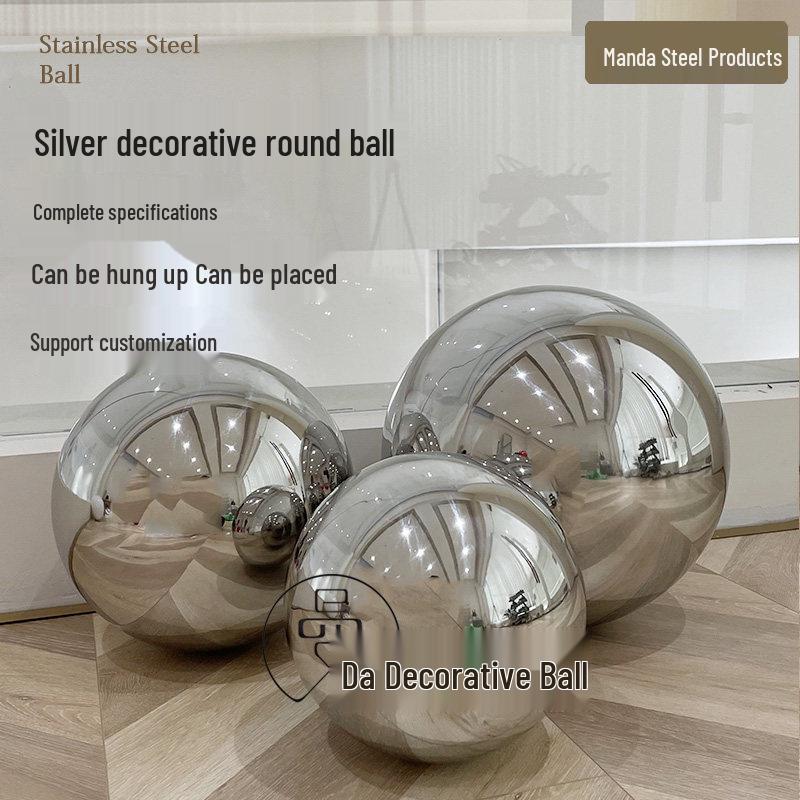 Mirror-Finish Silver Hanging Ball - Stainless Steel Ceiling or Window Display Decoration Sphere Stainless Steel Sphere Φ80MM