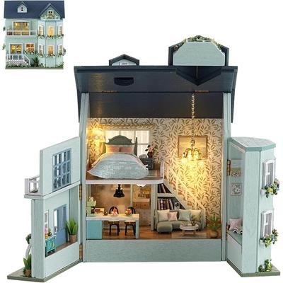 Spilay DIY Miniature Dollhouse Kit with LED, 1:24 Scale Wooden Furniture Craft Toy for Adults and Teens
