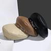 2025 New Women Pu Leather Winter Hat Chain Barette Hat Painter Berets Caps for Ladies Girls Hats Trendy Hat Elegant Beret
