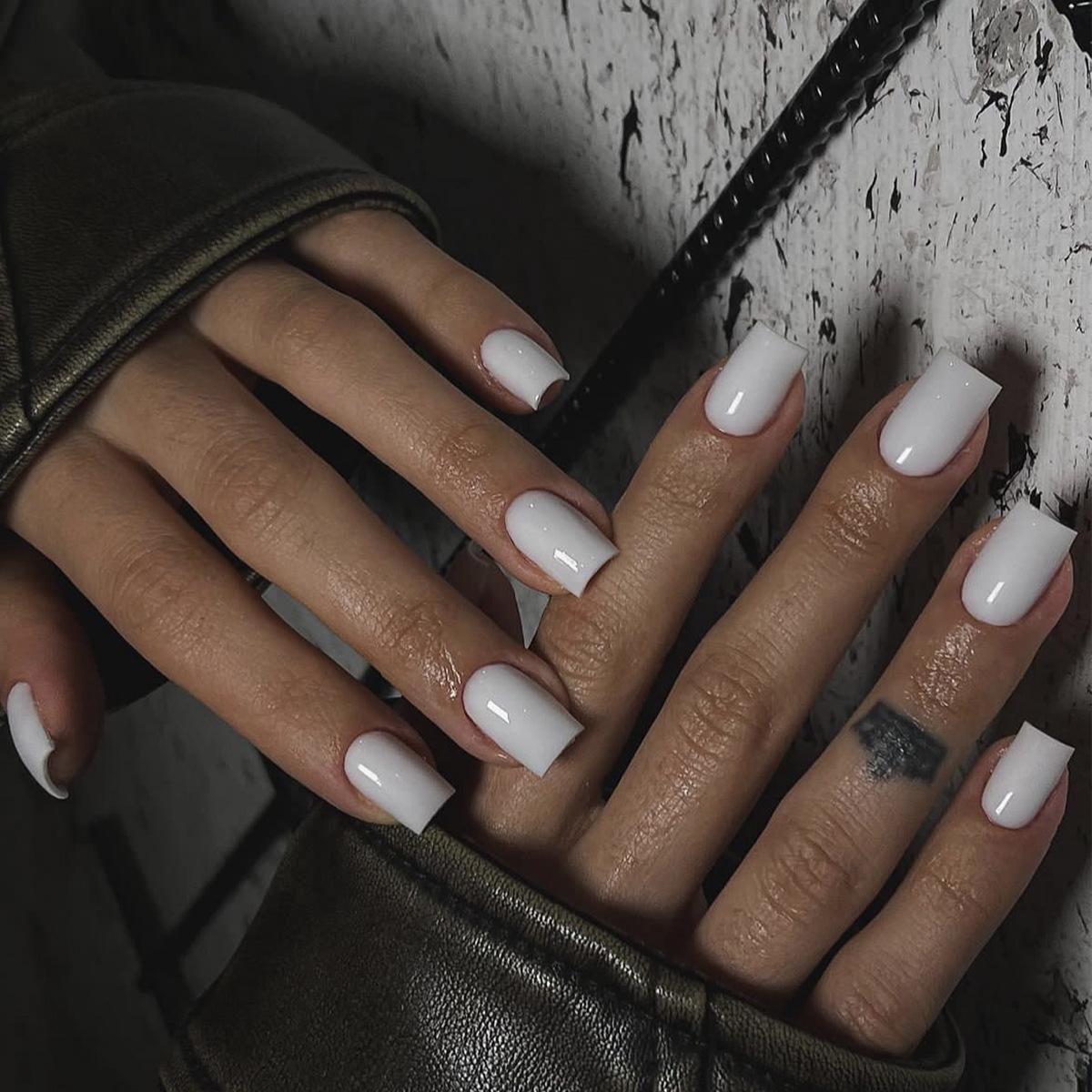 

Wearable Nail Art Stickers - White Removable Rectangular Nail Patches