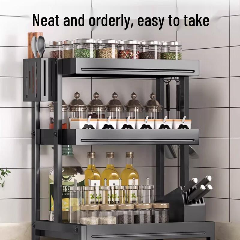 3-Tier Kitchen Spice Rack Organizer with Utensil Holders