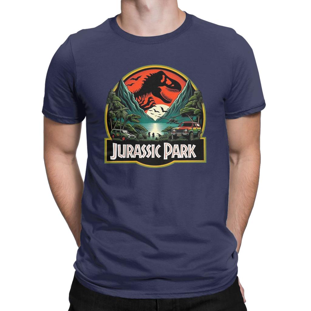 Vintage Jurassic Park TShirt for Men O Neck Pure Cotton T Shirts  2025 Movie Short Sleeve Tee Shirt Gift Idea Tops