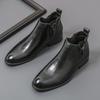 Autumn and Winter Retro Men's Comfortable Pointed Chelsea Short Boots New Men's Side Zipper Wooden Root Bottom Boots