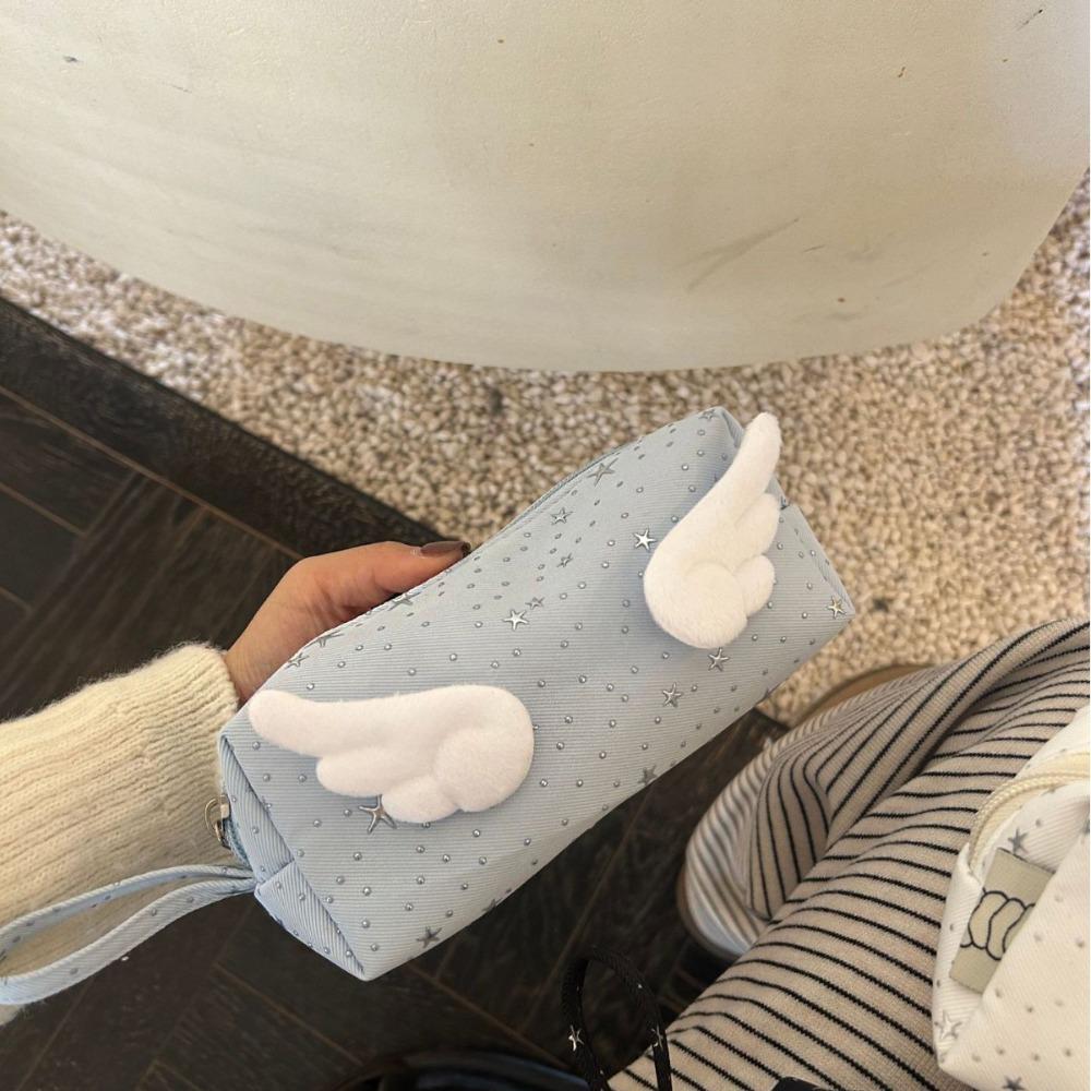 Print Wings Star Dots Pencil Case Desktop Storage Pencil Pouch Sweet Korean Style Pen Bag  School