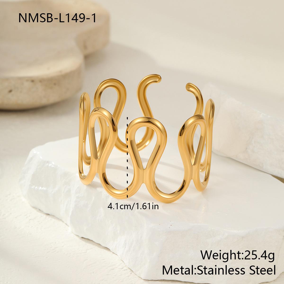 GEMCHIC Women s Gold Plated Wave Cuff Bracelet Geometric Open Bangle Fashion Statement Jewelry