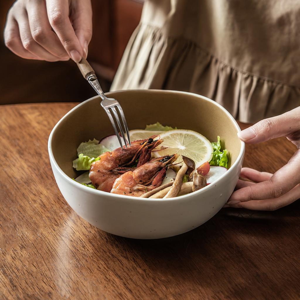 Japanese Style Matte Brown Ceramic Plate Plate Home Restaurant Salad Bowl Vegetable Bowl Ramen Bowl Special-Shaped Bowl