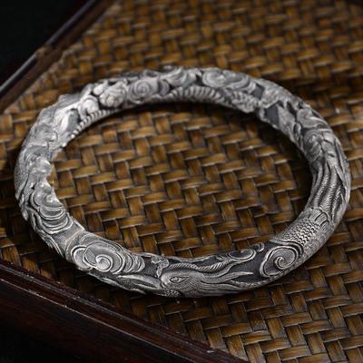New Fashion Bracelet Dragon Phoenix Peony Bracelet Women's Silver Bracelet Gift Mom High End