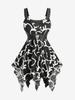 Rosegal Plus Size Shell Buckle Bowknot Embroidery Surplice Lace Trim Asymmetrical Tank Top