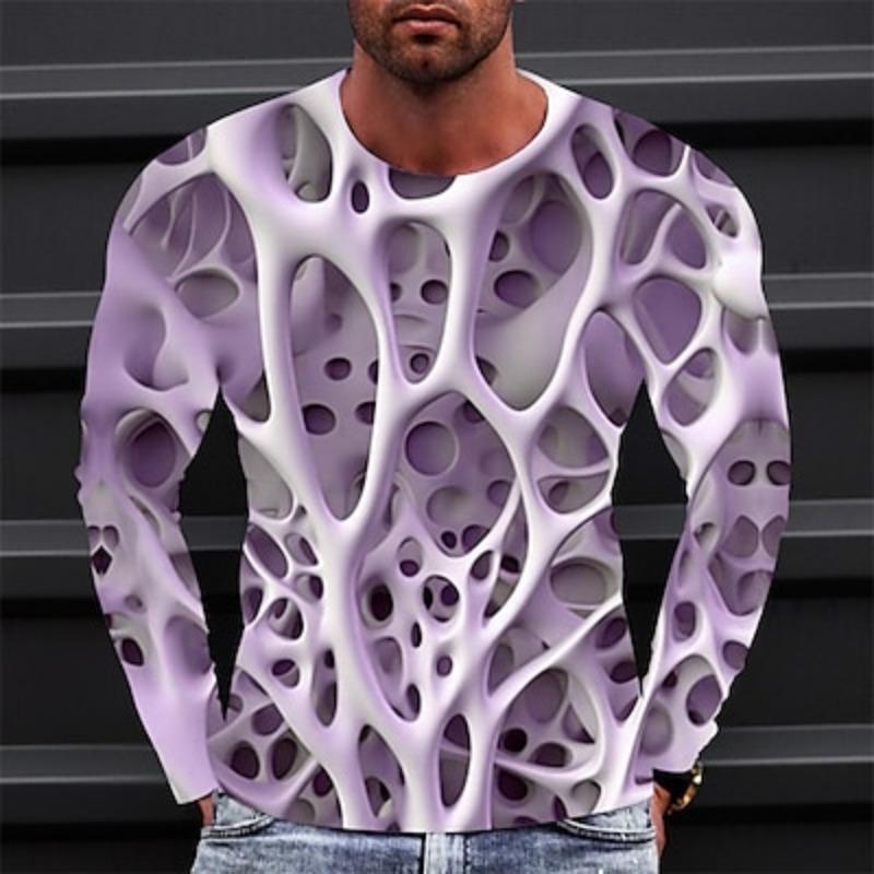 Men's T Shirt Tee Graphic Abstract Crew Neck Clothing Apparel 3D Print Outdoor Daily Sports Long Sleeve Print Vintage Fashion Designer