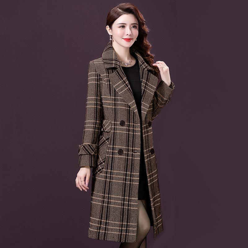 Palton tartan de toamna si iarna de dama