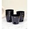Combo of 6 Black Self Watering Plastic Pots with Glossy Finish (Size: 4.5IN * 4.33IN) | Low Maintenance Pots for Indoor, Balcony