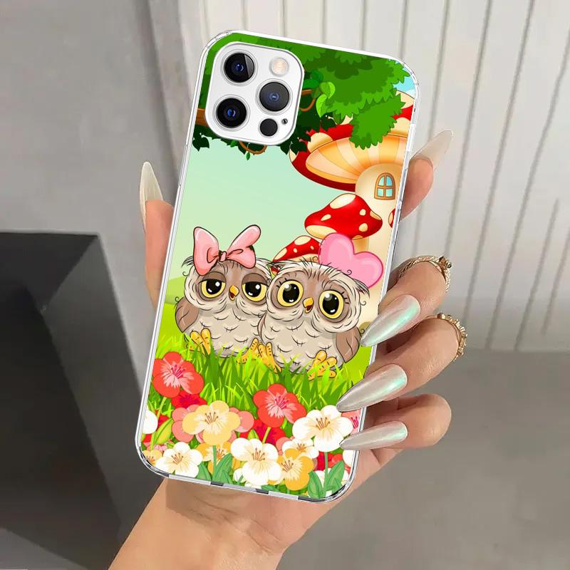 Cartoon Cute Owl LoveLy Phone Case for Iphone 17 Air 16 15 Plus 14 13 Mini 12 11 Pro Max 16E 7 8 SE 2020 Soft Funda Print Shell