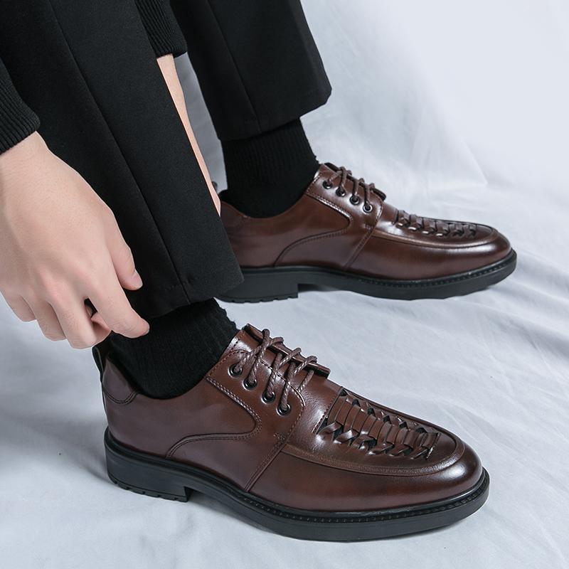 

Модная мужская свадебная обувь на шнуровке черная кожаная деловая мужская деловая повседневная молодежная в британском стиле весна осень новые поступления обувь 11 коричневый