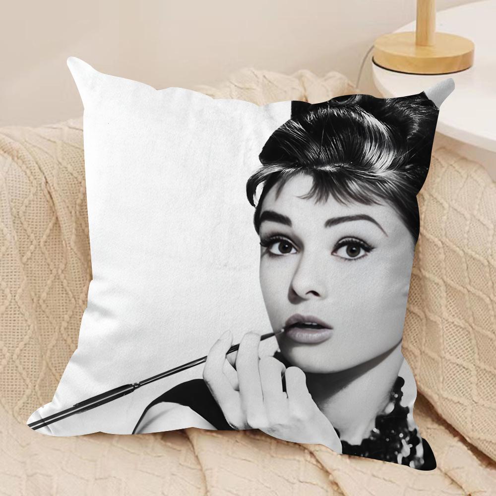 Federa Cuscino Classica A-Audrey H-Hepburn Peluche Corto Setoso Cerniera Invisibile Antipolvere Federa Cuscino Divano Per Decorazione Casa