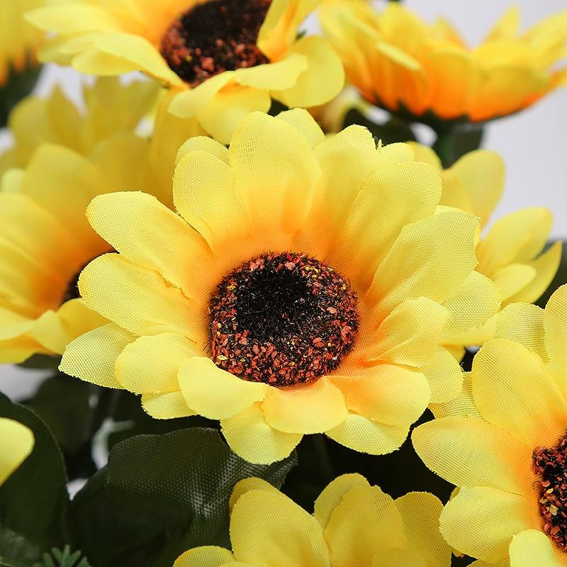 15 Heads Sunflower Bouquet Artificial Silk Fake Flower Wedding-Home Floral Decor 15 Heads Sunflower Bouquet Artificial Silk Fake Flower Wedding-Home Floral Decor