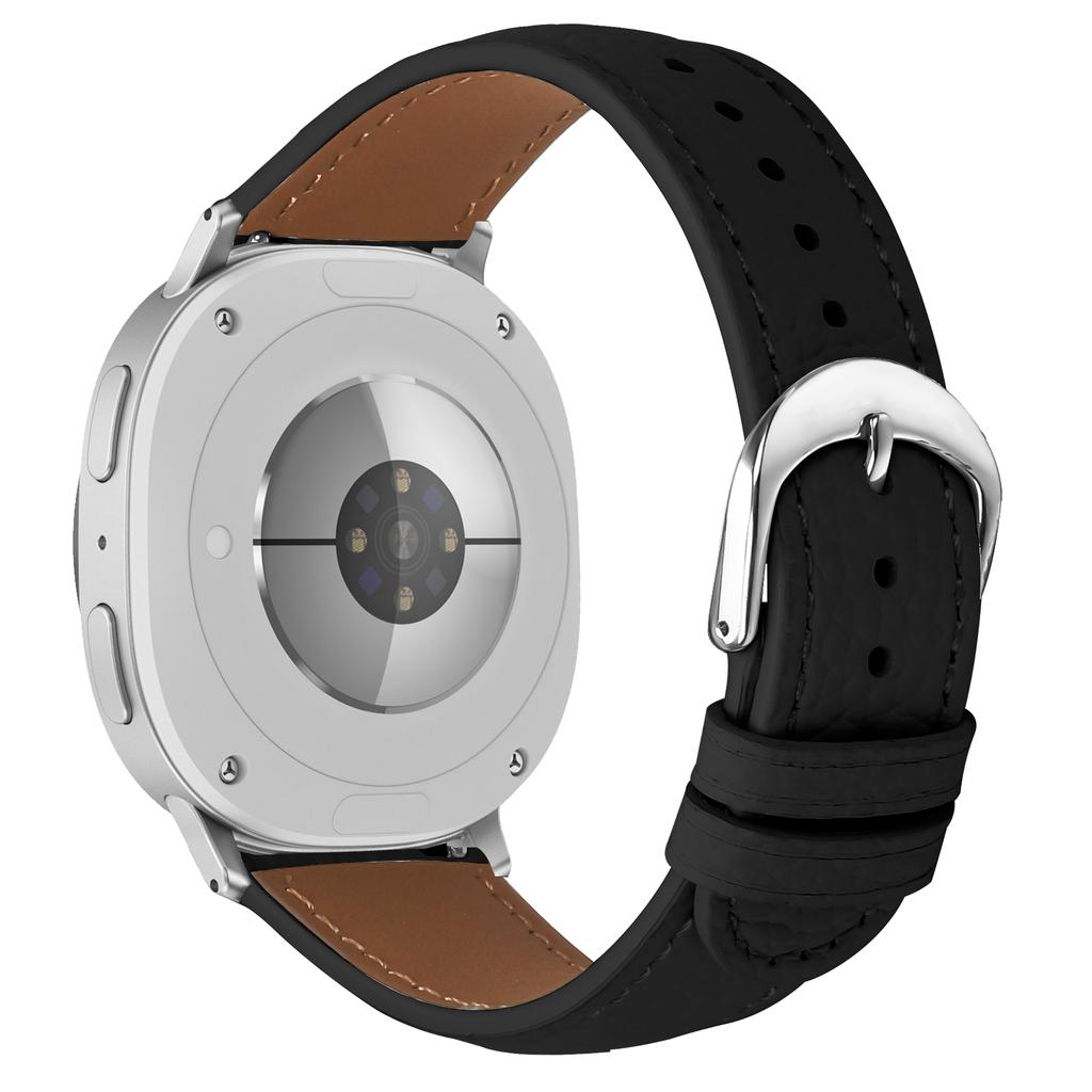 Replacement Strap for Samsung Galaxy Watch8 44mm/40mm/Classic 46mm Litchi Texture PU Leather Watch Band with Metal Buckle