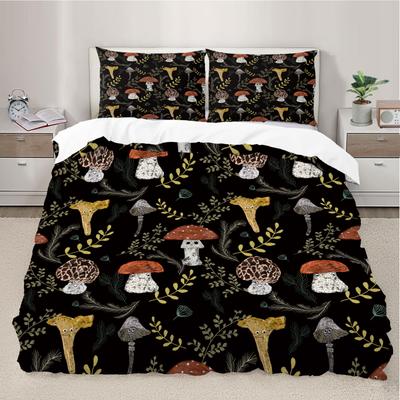Copripiumino Stampato con Teschio e Funghi 3D Set Biancheria da Letto Personalizzato Moderno Delicato sulla Pelle e Confortevole Decorazione per la Casa Set da 3 Pezzi