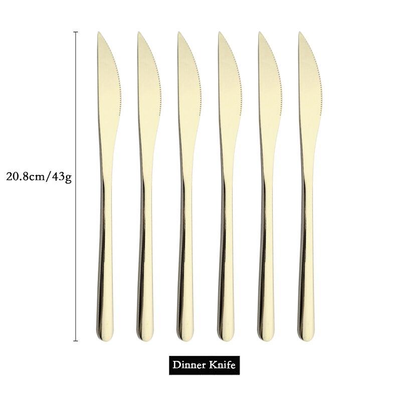 6 PCS Stainless Steel Rainbow Steak Knife Sharp Table Knives Set Restaurant Cutlery Dinner Knife Black Dinnerware Set