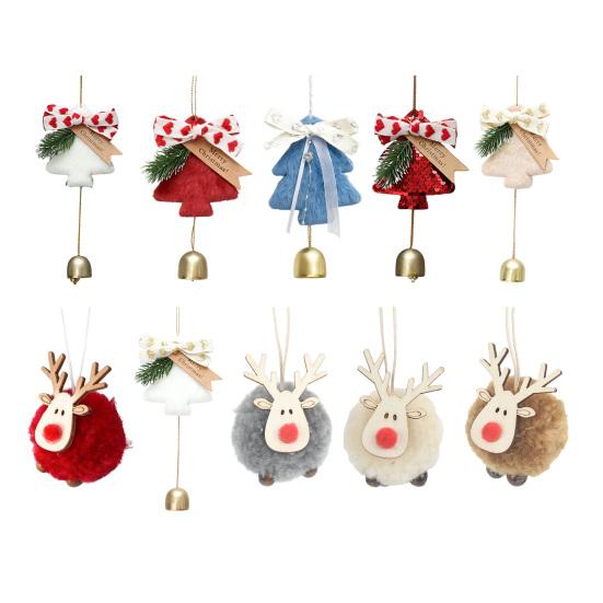 Plyšové vánoční ozdoby zvonků Fuzzy vánoční závěsná ozdoba se zvonkem na vánoční zimní párty dekoraci