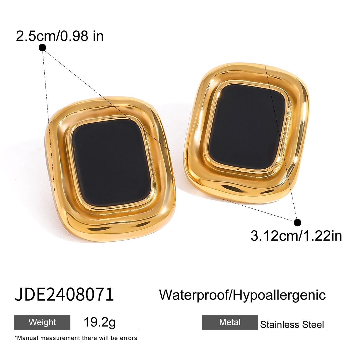 

Retro Stainless Steel 18K PVD Gold-Plated Black Gemstone Earrings Women s Light Luxury Metal Jewelry Women s Party Gift Earrings