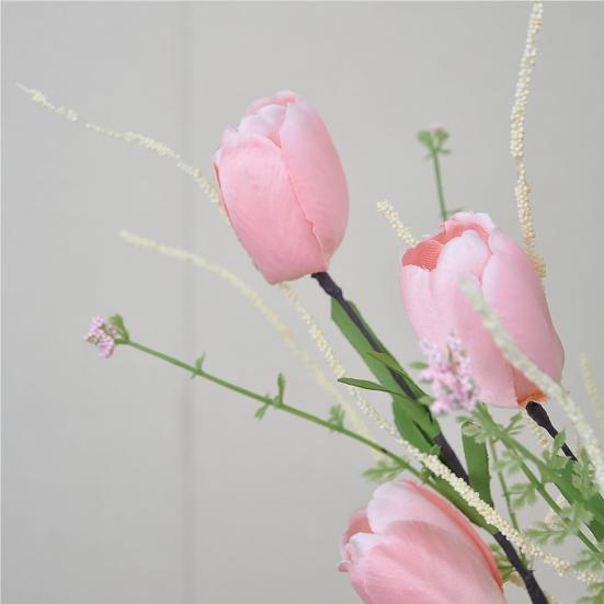 Artificial Tulip Flower Realistic Fake Flower Bouquet Long Stem Faux Floral Arrangement for Home Office Wedding Decoration