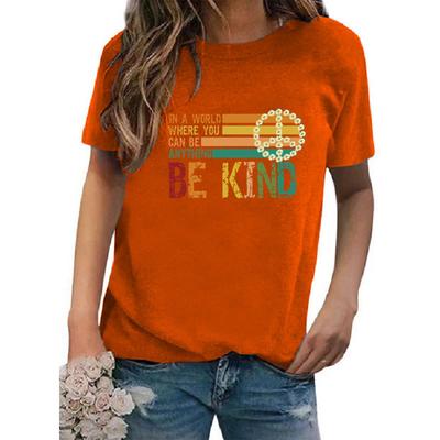 Independent Station Wish Amazon Women's Clothing Crew Neck Printed Short Sleeve Versatile Women's T-Shirt Europe and America