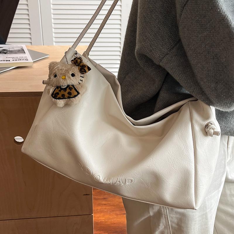 Retro Soft Leather Large-capacity Tote Bag, Fashionable and Simple, Casual Commuting Single-shoulder Bag, Underarm Bag