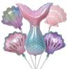 Mermaid Party Gradient Balloons Set: Tail & Large Shell Foil Balloons