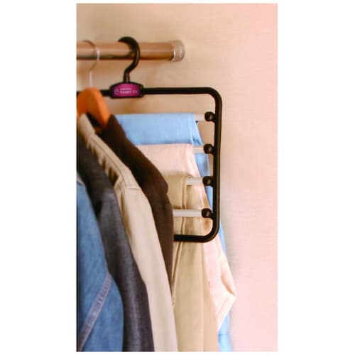 Sawafuji American Hanger DX Clothes Hanger, Black, 368mm Wide, Fits Slacks, Pants, Trousers, and Ties, 360 Rotation, Non-Slip, Space-Saving, Easy To