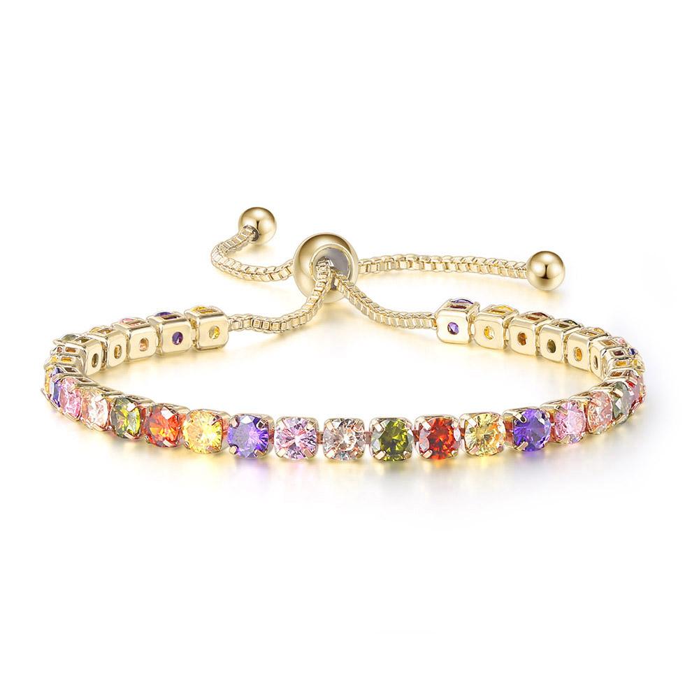 Adjustable Colorful Birthstone Tennis Bracelet for Women Multicolor CZ Crystal Wedding Birthday Gift Hand Jewelry