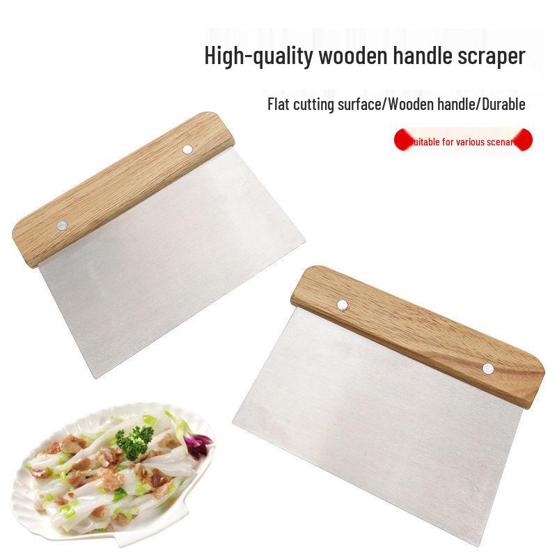 Stainless Steel Dough and Cream Scraper with Wooden Handle - Multipurpose Baking Tool