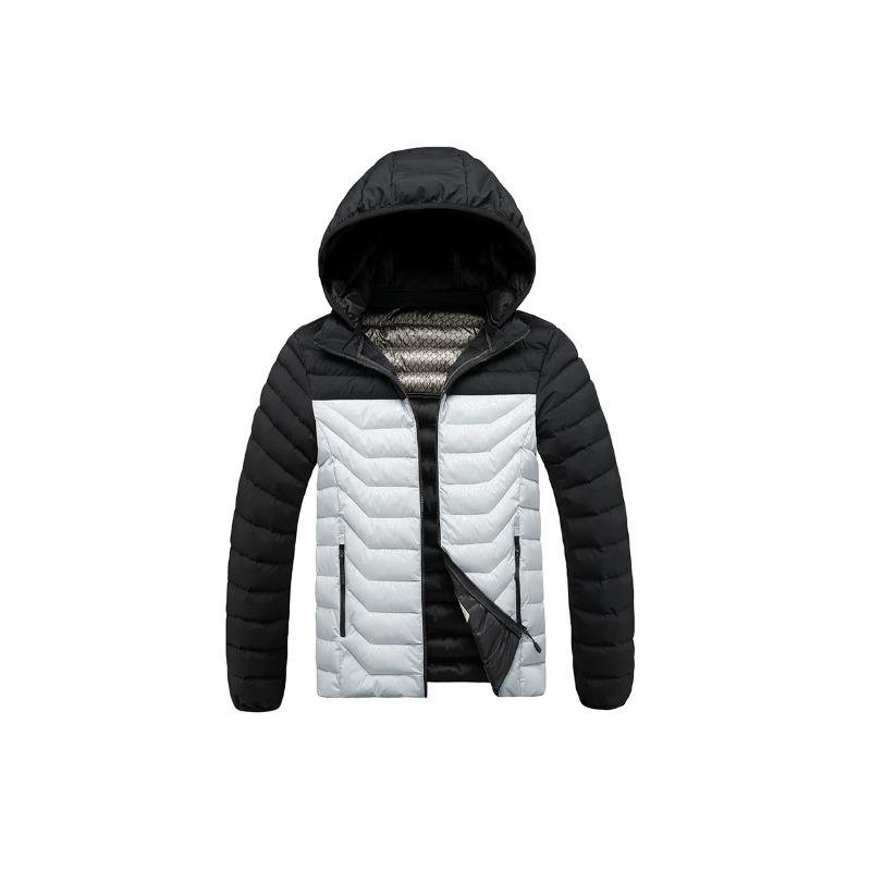 Lightweight Cotton Coat Men's Winter Contrasting Color Graphene Full Print Removable Cap Thickened Hooded Jacket Men