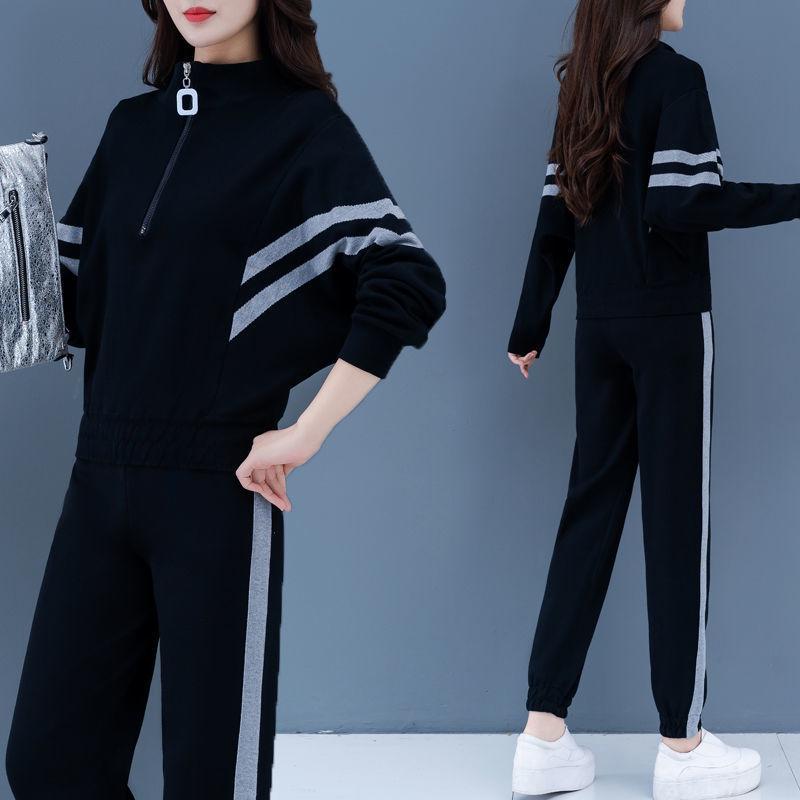 Women's Plus Size Stylish Hoodie Suit: Spring/Autumn Two-Piece Set, Loose & Slimming, Tummy Covering, Perfect for Running & Casual Wear