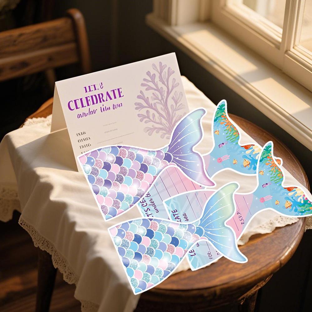 Mermaid Theme Birthday Party Invitation Cards & Decorations