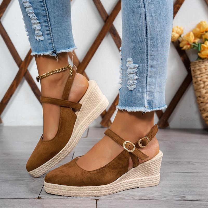 Women's Suede Wedge Heels, Pointed Toe Lace-Up Platform Espadrille Shoes, Spring Summer Fashion Shoes