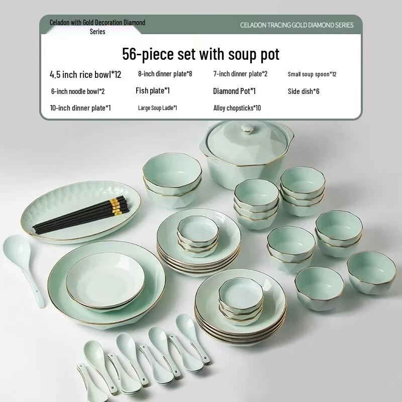 Shang Xing Zhi Shi Celadon Dinnerware Set for 10