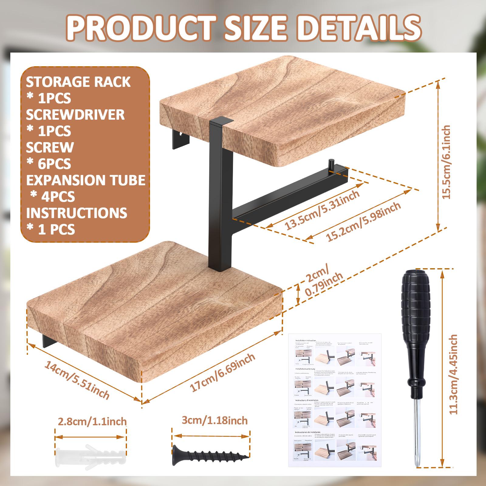 

Toilet Paper Holder Wooden Wall Mounted Bathroom Wallpaper Rack Decorative Tissue Roll Dispenser with Shelf Kitchen Accessories