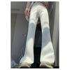 Slim Striped Splicing Micro Pants High Waist Casual Flare Pants for Women
