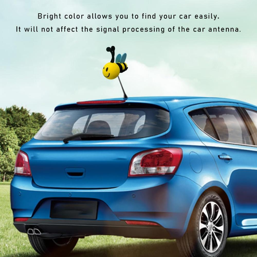 Happy Face Honey Bee Car Antenna Toppers Cartoon Car Antenna Decorations Car Bat Antenna Toppers