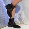 Women Boots Spring Summer Shoes Women Retro Embroidery Elegant Round Head Lace Short Boots Zapatos De Mujer