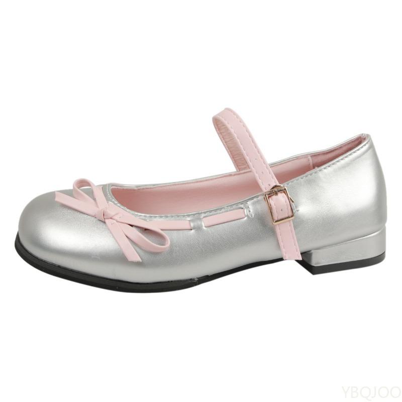 Fashion Round bow small leather shoes for women's summer new style cute  comfortable shallow mouth simple versatile flat shoes