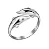 925 Sterling Silver Dolphin Adjustable Ring for Women - Japanese Korean Style