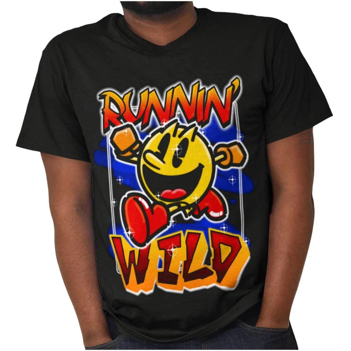 Retro PACMAN Game Airbrushed Runnin Wild Womens or Mens Crewneck T Shirt Tee XS