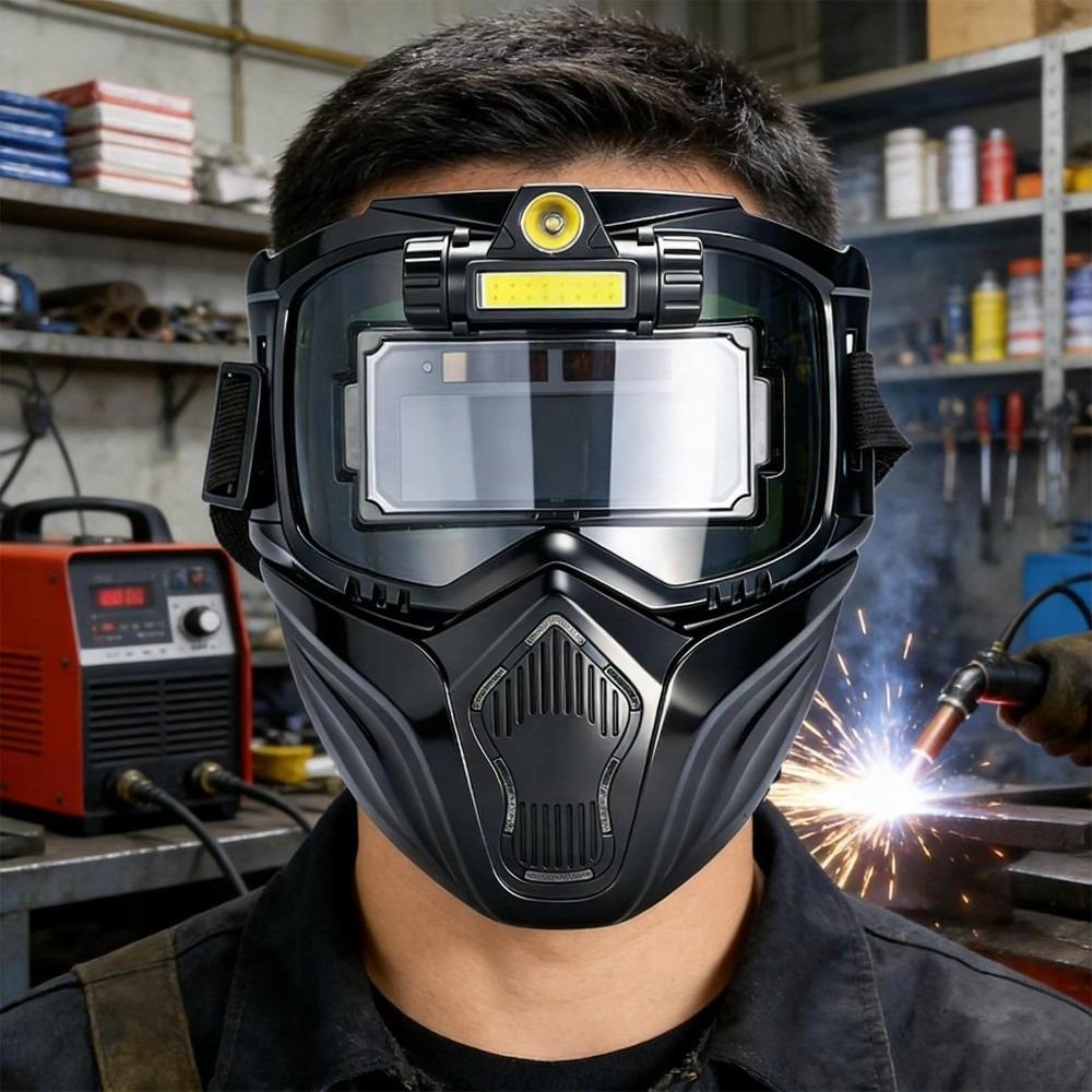 Auto Darkening Auto Darkening Welding Helmet Split Type Equipped with Headlights Welder Protector Helmet Adjustable Band