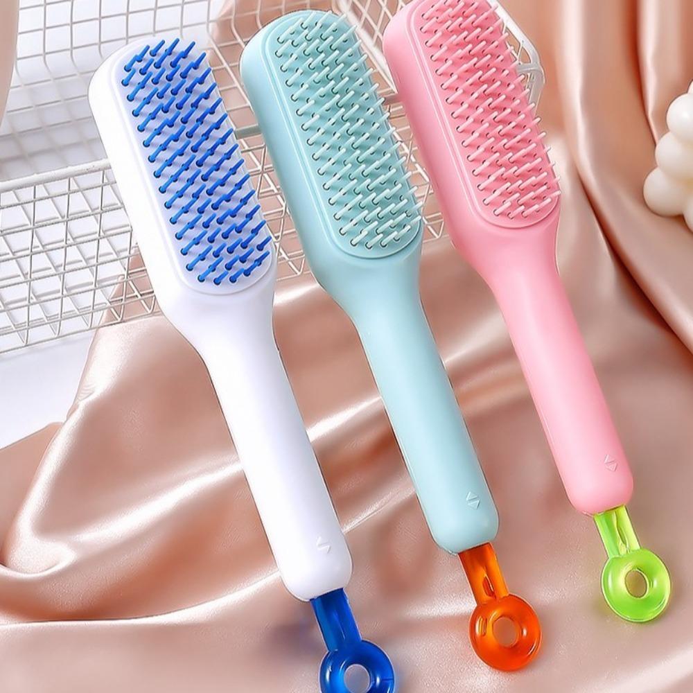 Smoothing Self Cleaning Hair Comb with Mirror Massage Hair Brush Hairdressing Hairstyling Tools