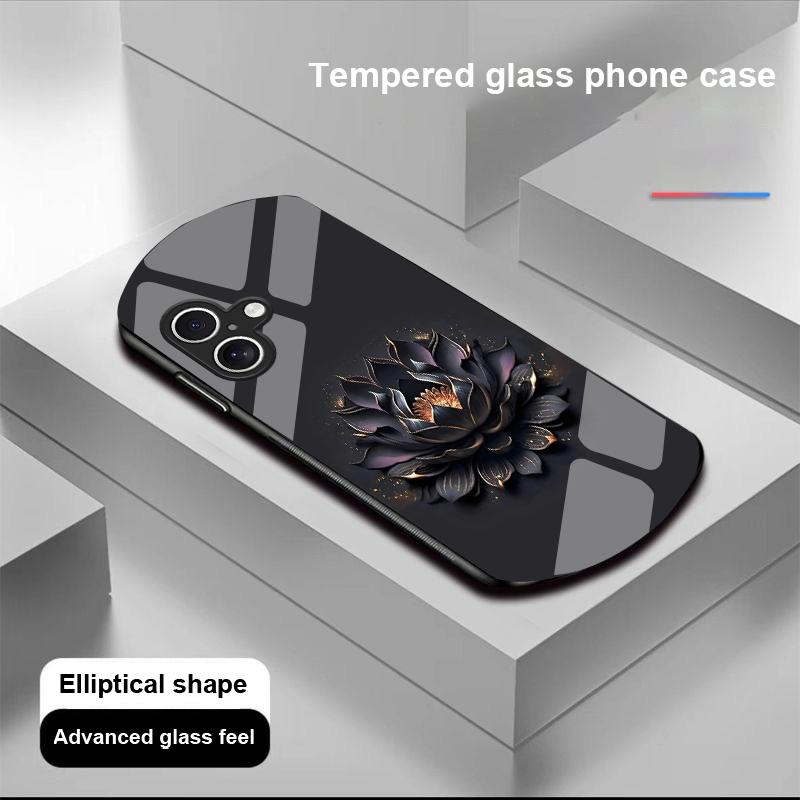 Luminous Black Lotus For Apple IPhone 16 11 13 15 14 Pro Max 12 Mini 7 8 Plus XR XS Elliptical Shaped Tempered Glass Phone Case