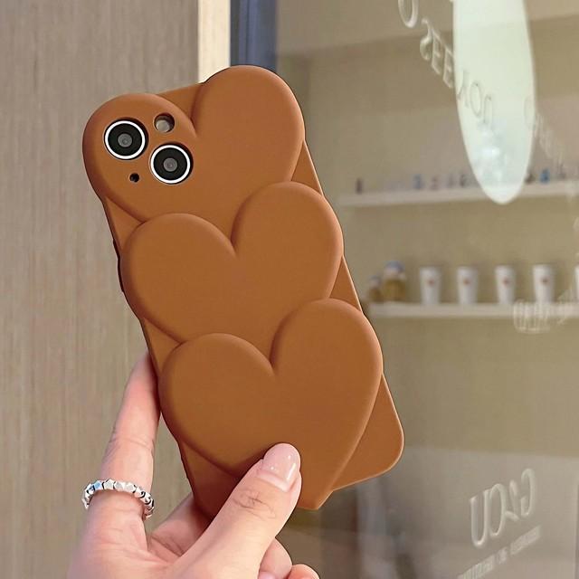 

Чехол для телефона с 3D-сердечком в стиле ретро, коричневого цвета, с изображением милой пары, для iPhone 11, 12, Pro Max, 13, Promax, силиконовый, мягкий, противоударный, защитный чехол для задней панели for iphone 11