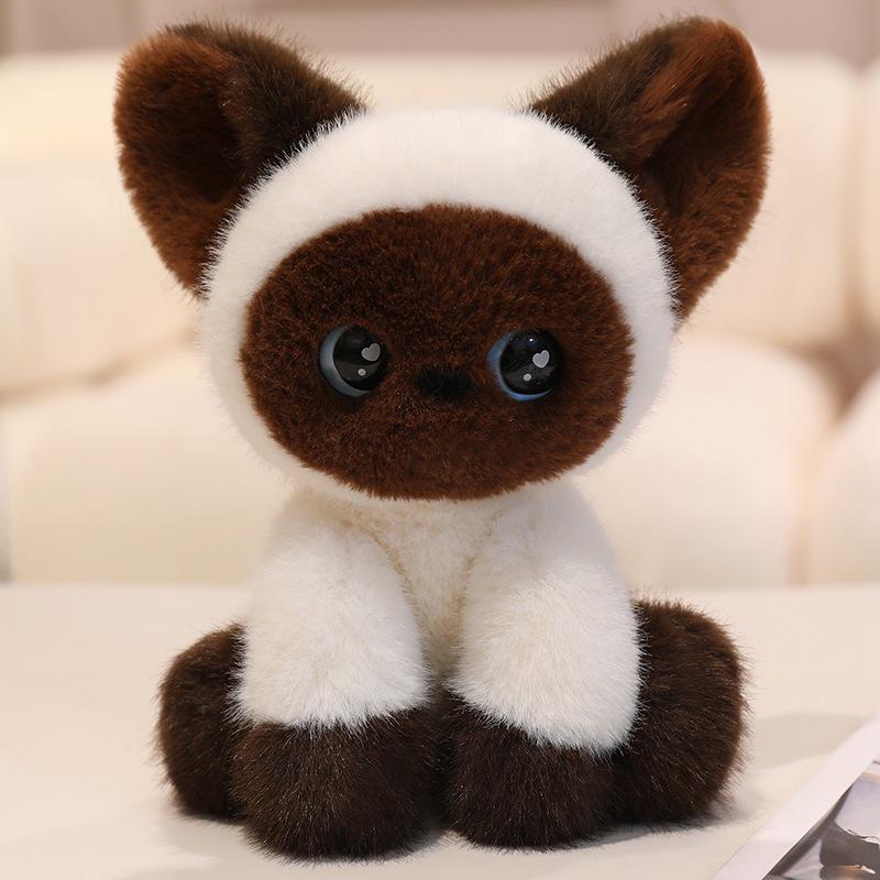 Siamese Cat Plush Desk Buddy - Study Ornament & Gift Height 24cm (125g)